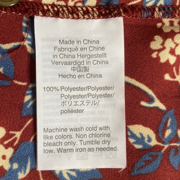 Madewell Burgundy Fall Floral Blouse Top XXS - Picture 10 of 10